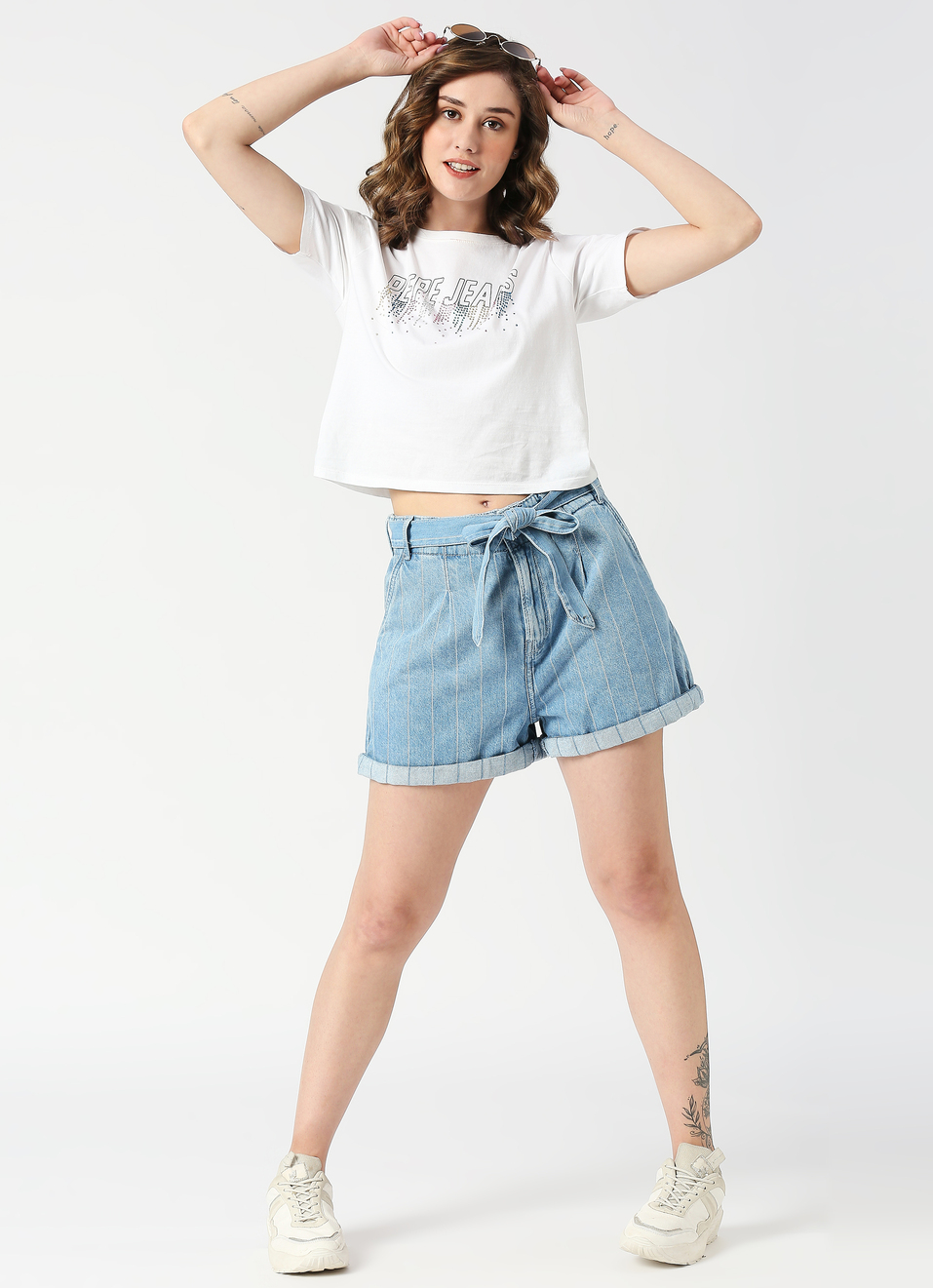 Kaylee Stripe Flared High Rise Short, , large image number 5