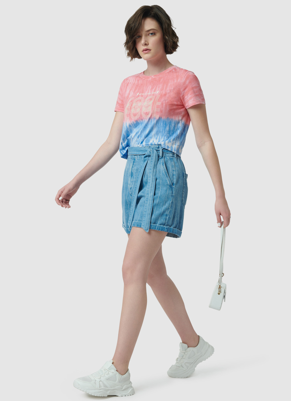 Kaylee Stripe Flared High Rise Short, , large image number 0