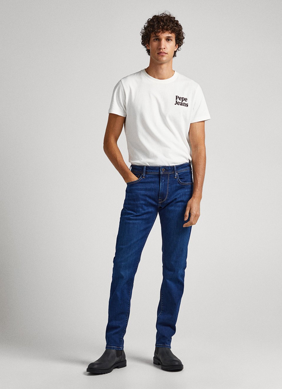 Stanley Blue Mid Rise Tapered Jeans, , large image number 1