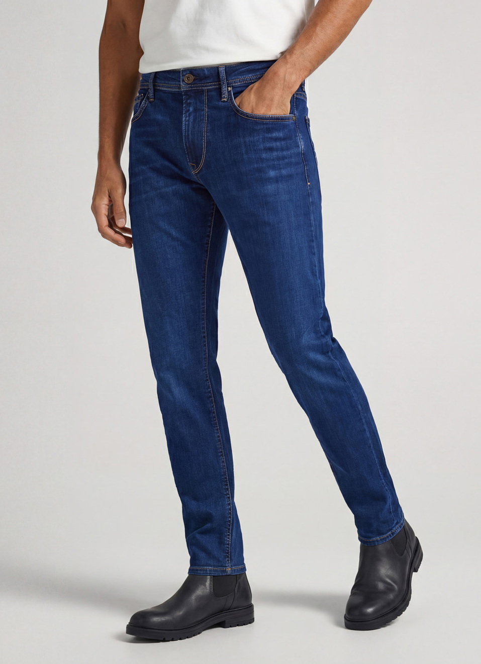 Stanley Blue Mid Rise Tapered Jeans, , large image number 0