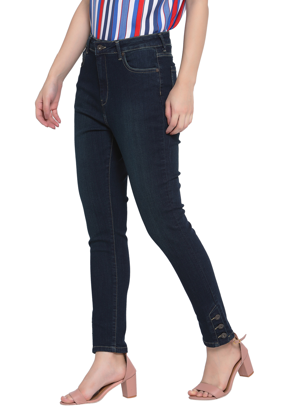 Dion Skinny Fit High Waist Ankle Length Jeans, , large image number 2