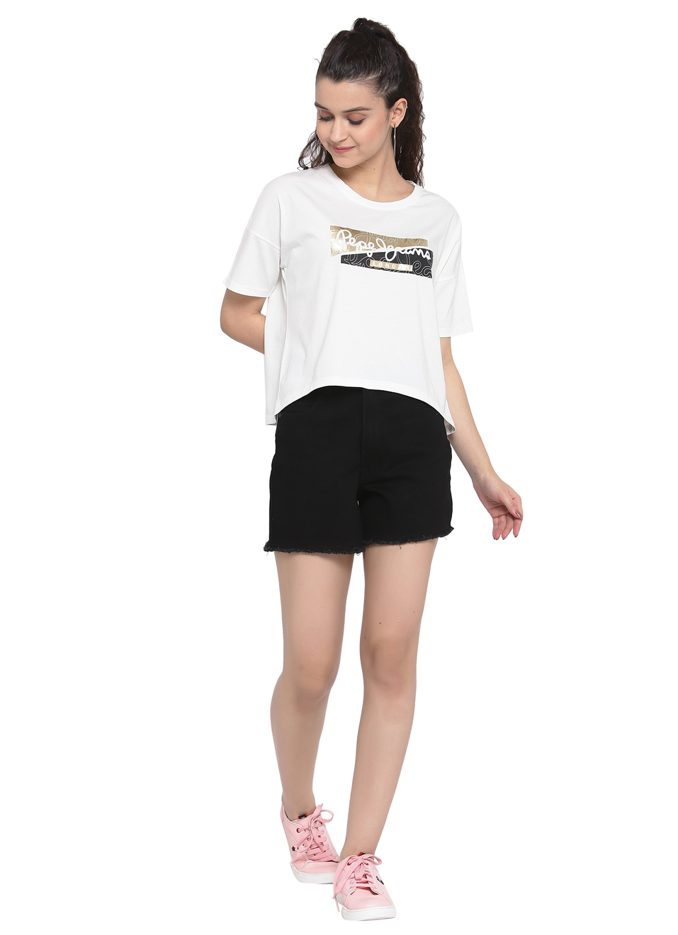 Spring Regular Fit High Waist Shorts, , large image number 3