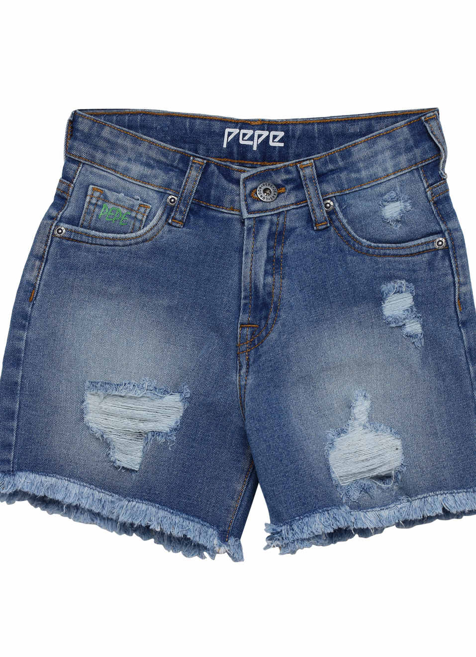 Flori Regular Fit High Waist Denim Shorts, , large image number 0