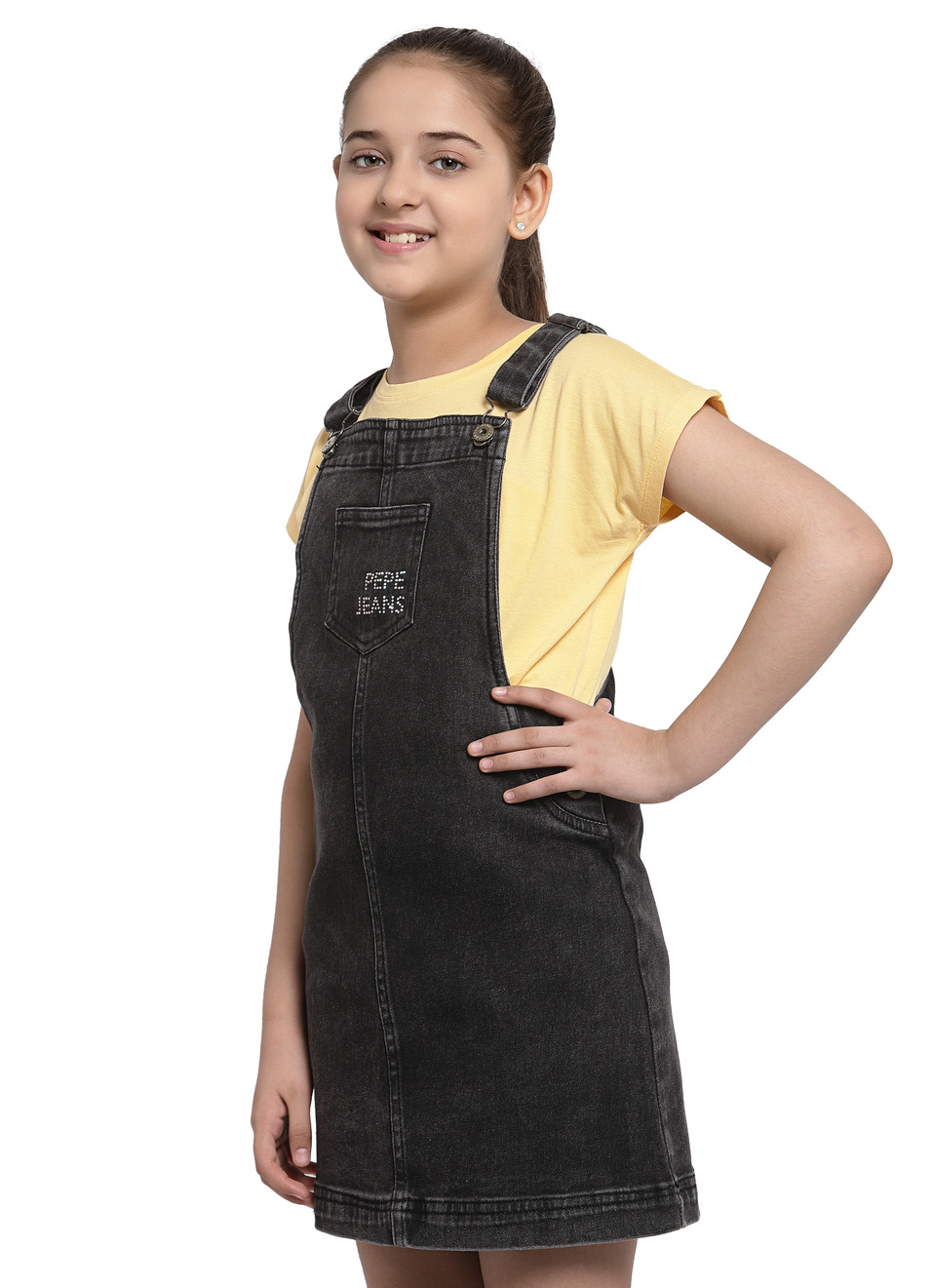 Lipa Embellished Denim Pinafore Dress, , large image number 2