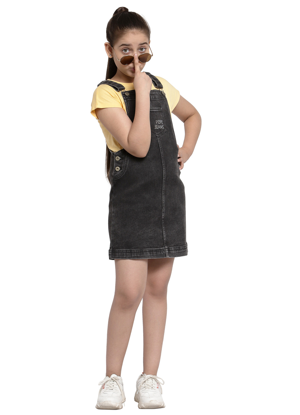 Lipa Embellished Denim Pinafore Dress, , large image number 3