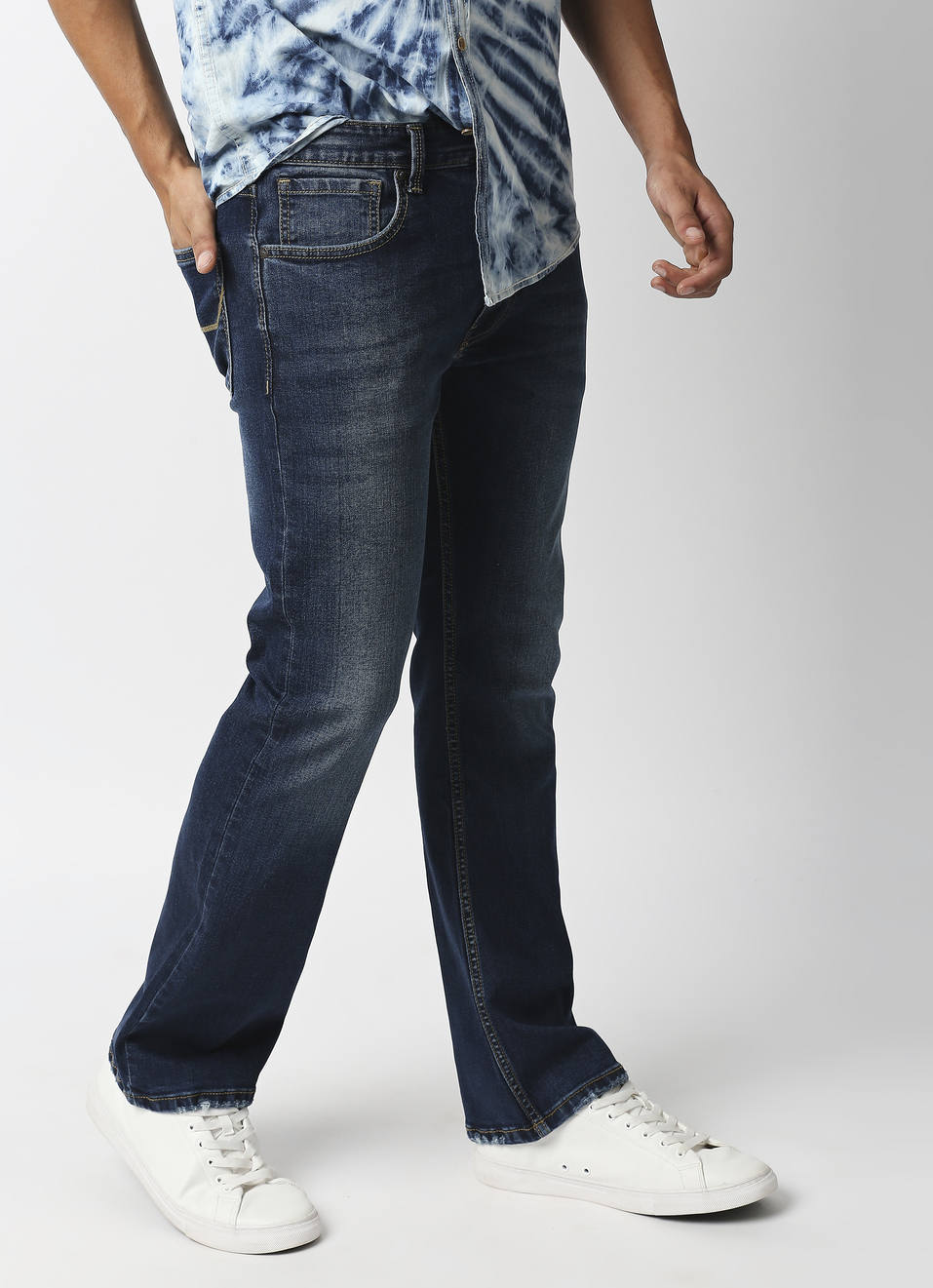 Bootcut Slim Fit Mid Waist Boot Leg Jeans, , large image number 2