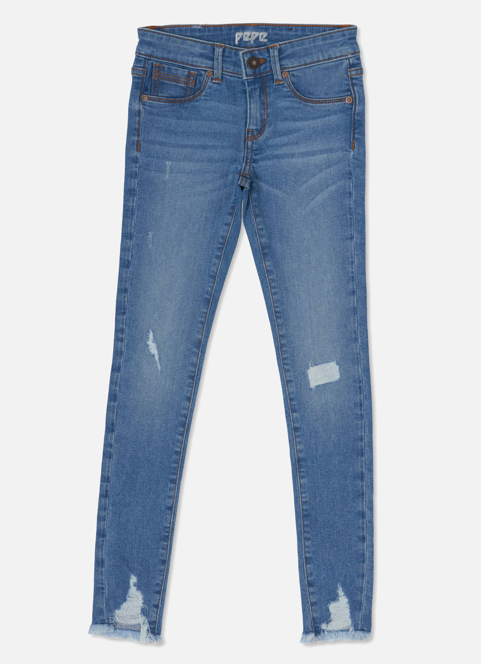 Pixellete Skinny Fit Mid Waist Distressed Jeans, , large image number 0