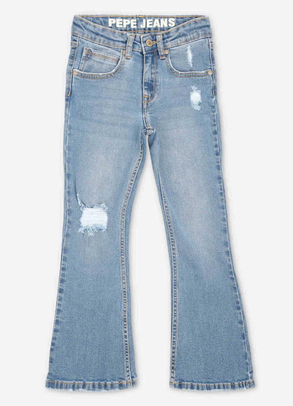 Flare Fit High Waist Distressed Jeans, , large image number 0