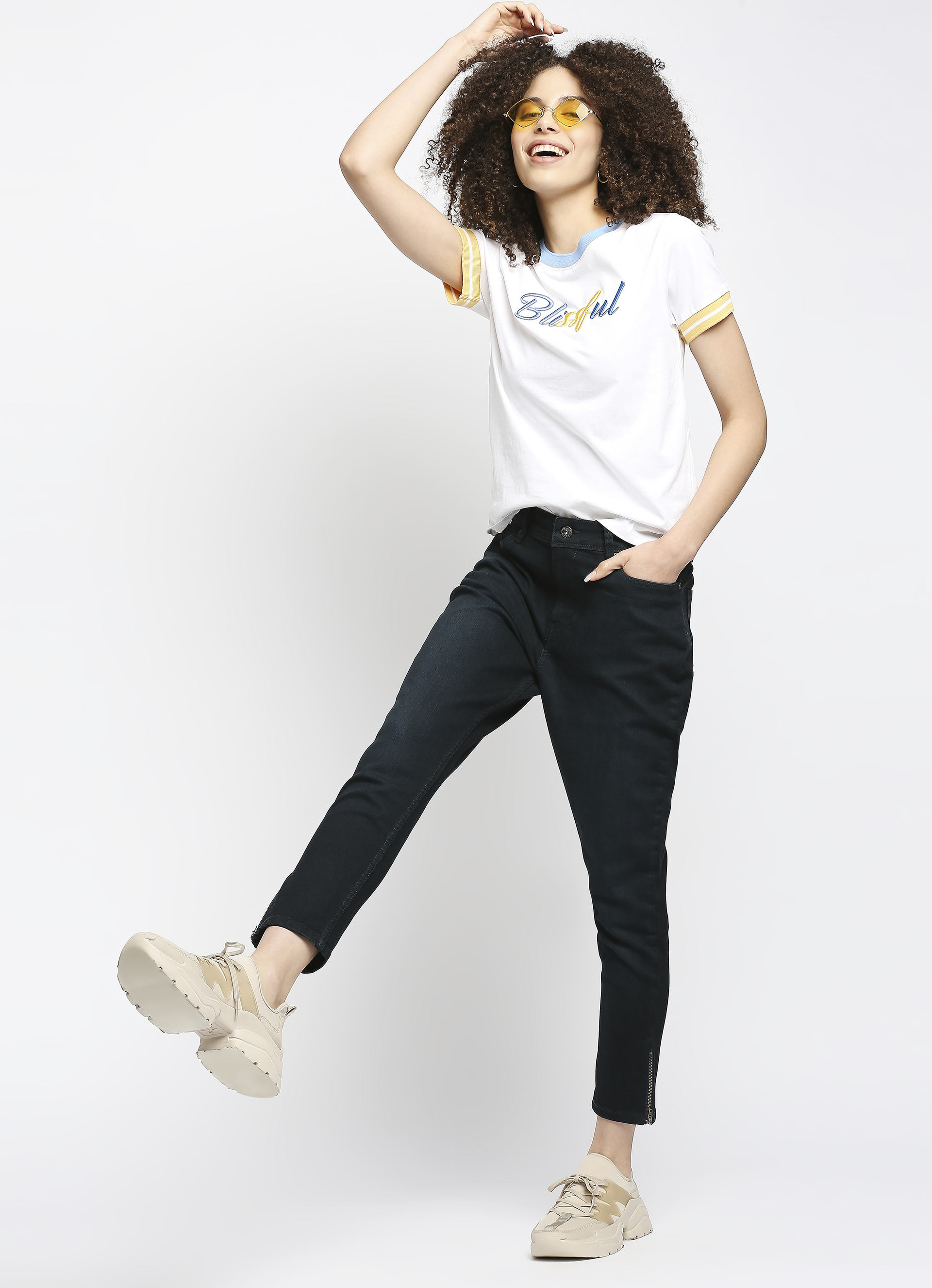 Dion Skinny Fit High Waist  Ankle Length Jeans , , large image number 3