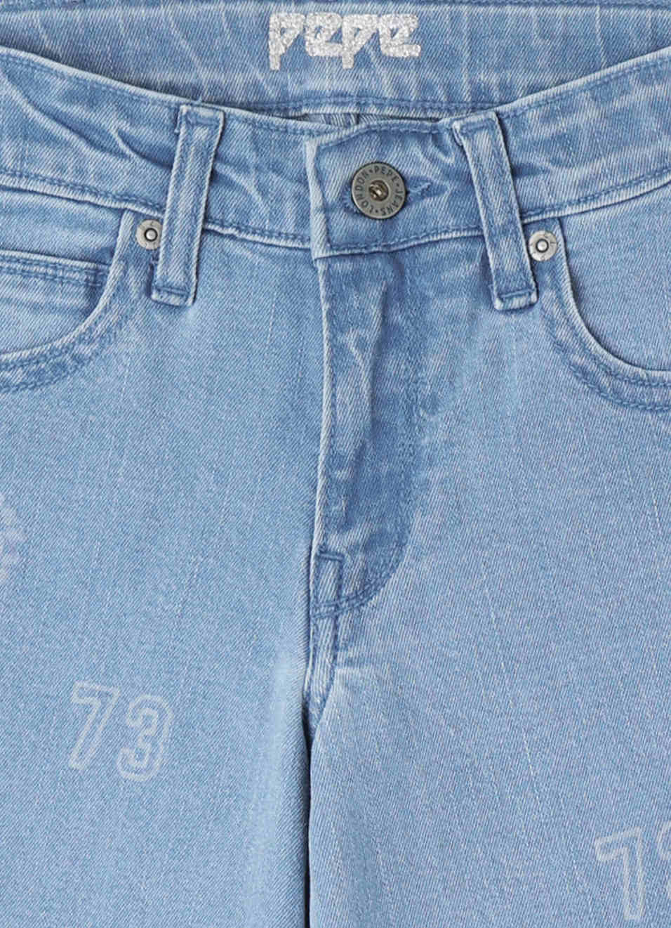 Wide Leg High Waist Lazer Printed Jeans, , large image number 2