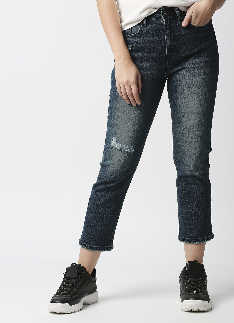  Dion Straight Cropped Fit High Waist Ankle Length Jeans , , large image number 0