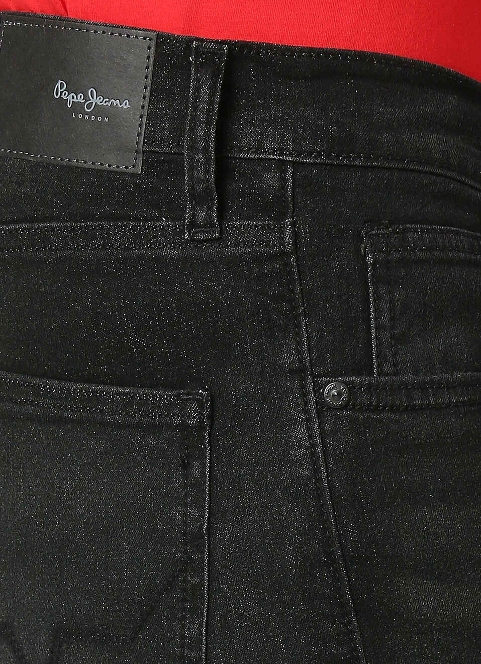 TAPERED VAPOUR Low Rise Jeans, Used Black Denim, , large image number 4