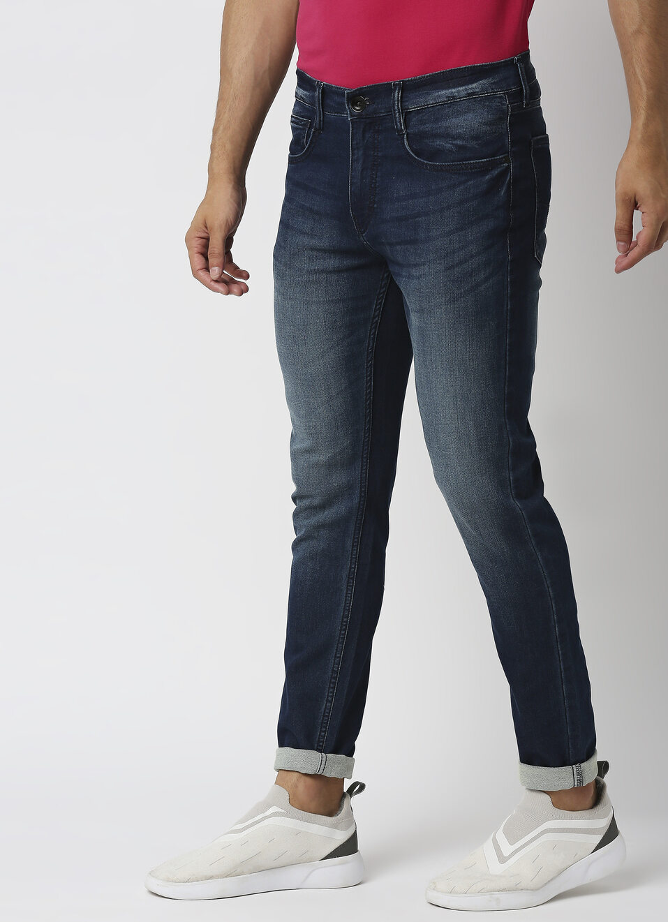 CHINOX Mid Rise Jeans, Dark Used Knitted Denim, , large image number 2