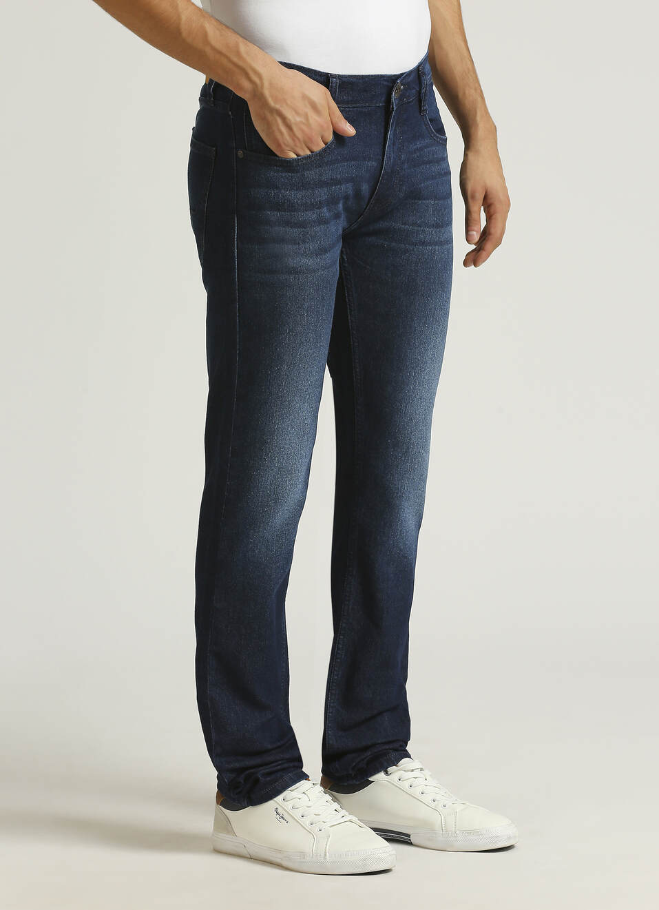 Men Dark Blue Slim Fit Stretchable Jeans, , large image number 3