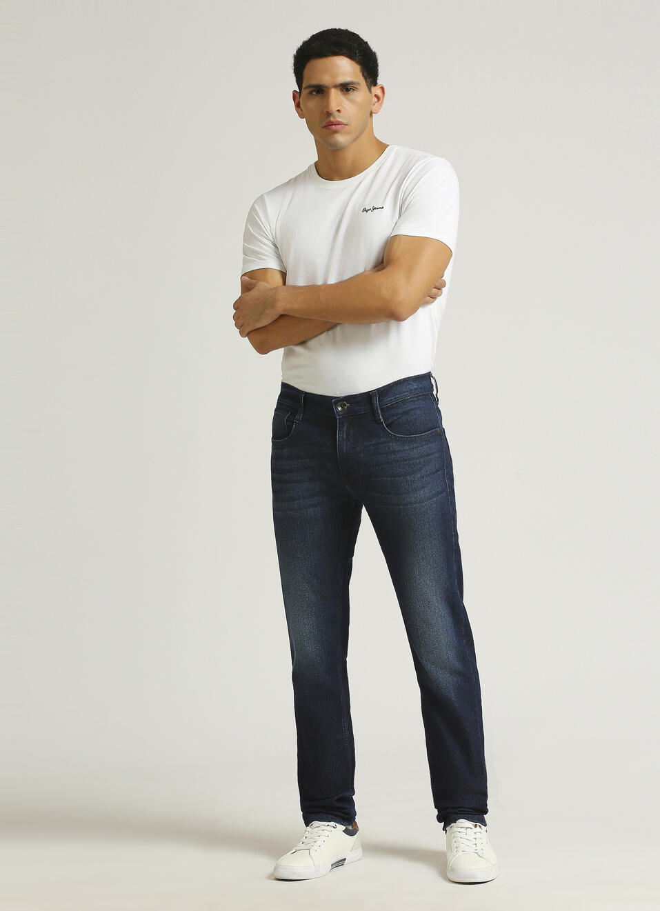 Men Dark Blue Slim Fit Stretchable Jeans, , large image number 0