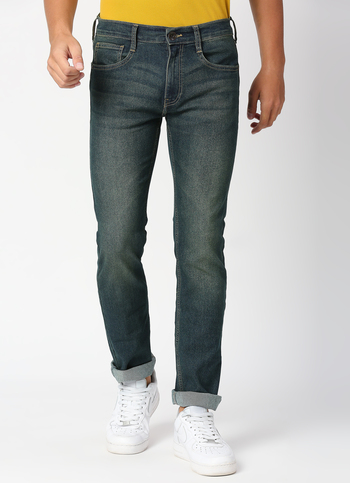 VAPOUR Mid Rise Jeans, Med Blue Denim