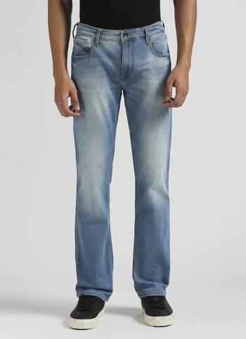 Holborne Blue Mid Rise Straight Fit Jeans