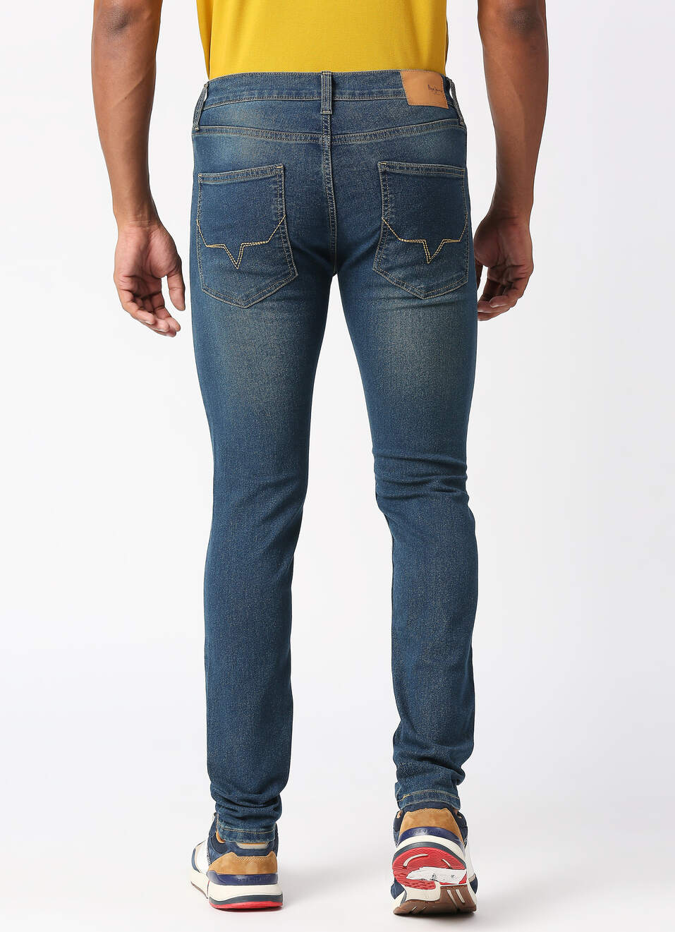 TAPERED VAPOUR Low Rise Jeans, Med Blue Denim, , large image number 1