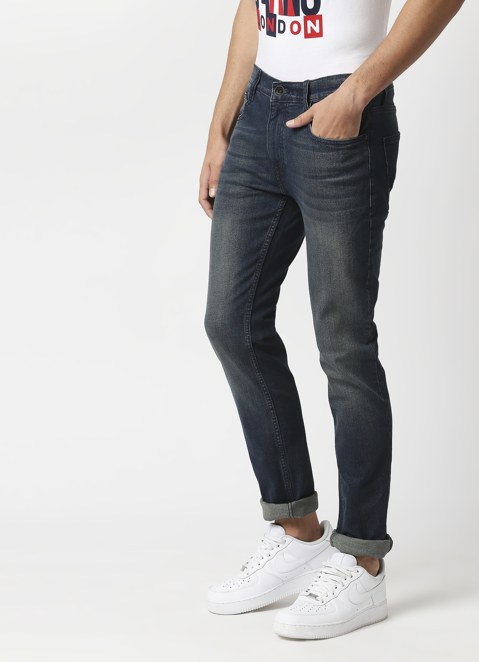 VAPOUR Mid Rise Jeans, Dark Blue Denim, , large image number 2
