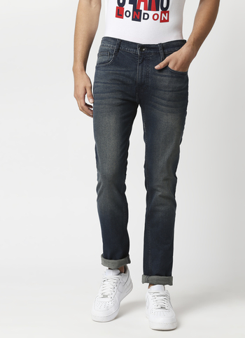 VAPOUR Mid Rise Jeans, Dark Blue Denim