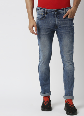 VAPOUR Mid Rise Jeans, Med Blue Denim