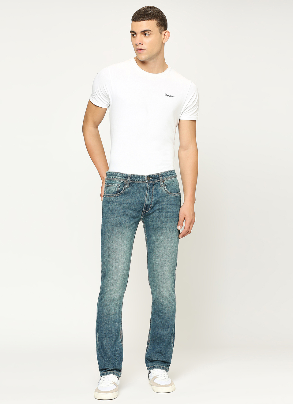 Men Mid Waist Straight Leg Jeans, , large image number 1