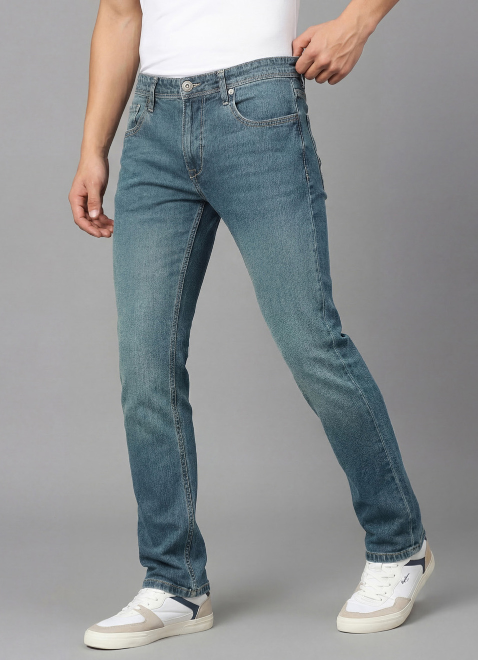 Men Mid Waist Straight Leg Jeans, , large image number 0