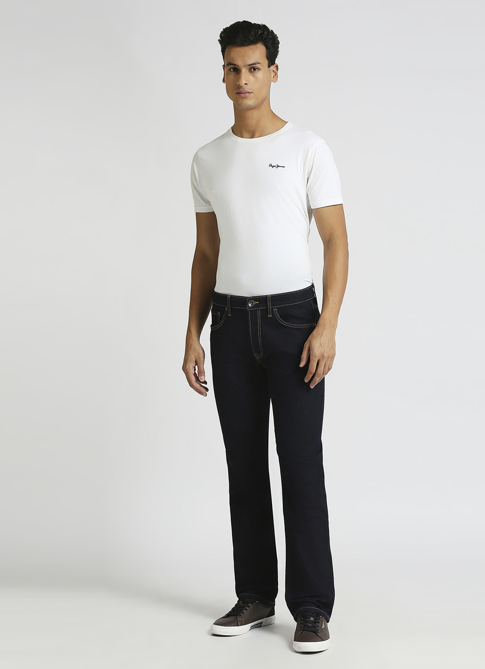 Holborne Dark Blue Mid Rise Straight Fit Jeans, , large image number 1