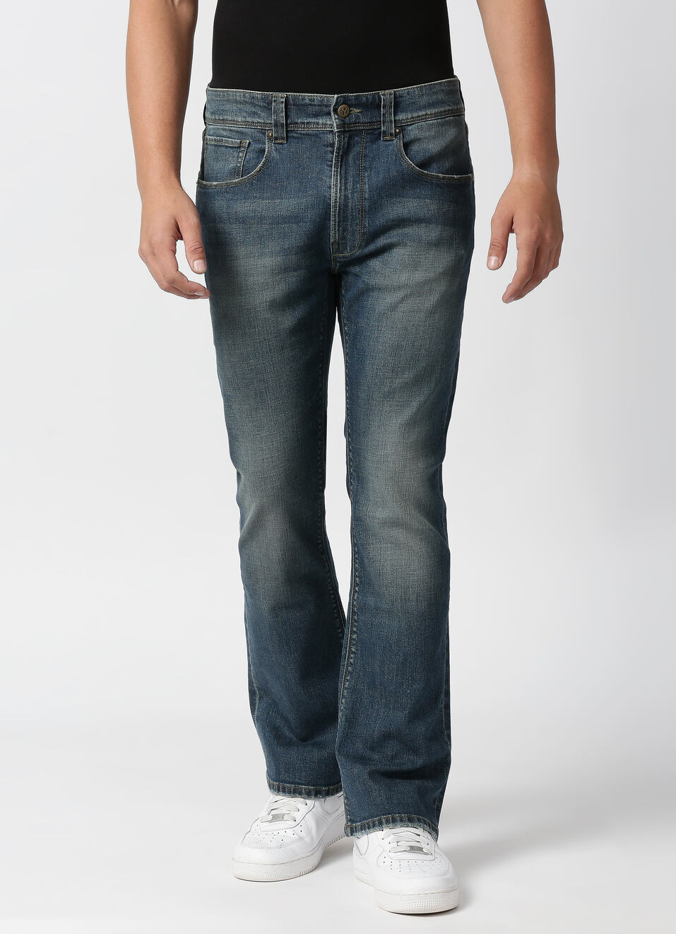 Bootcut Slim Fit Mid Waist Boot Leg Jeans, , large image number 1