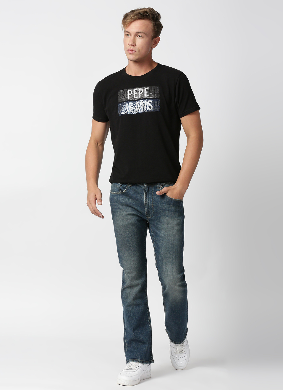 Bootcut Slim Fit Mid Waist Boot Leg Jeans, , large image number 5