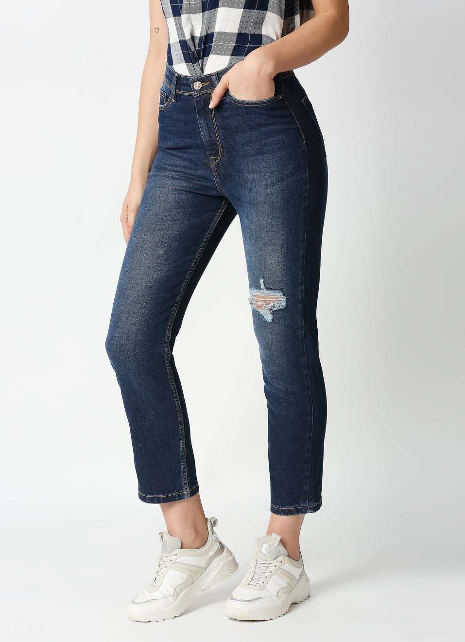 Dion Straight Cropped Fit High Waist Ankle Length Jeans, , large image number 3