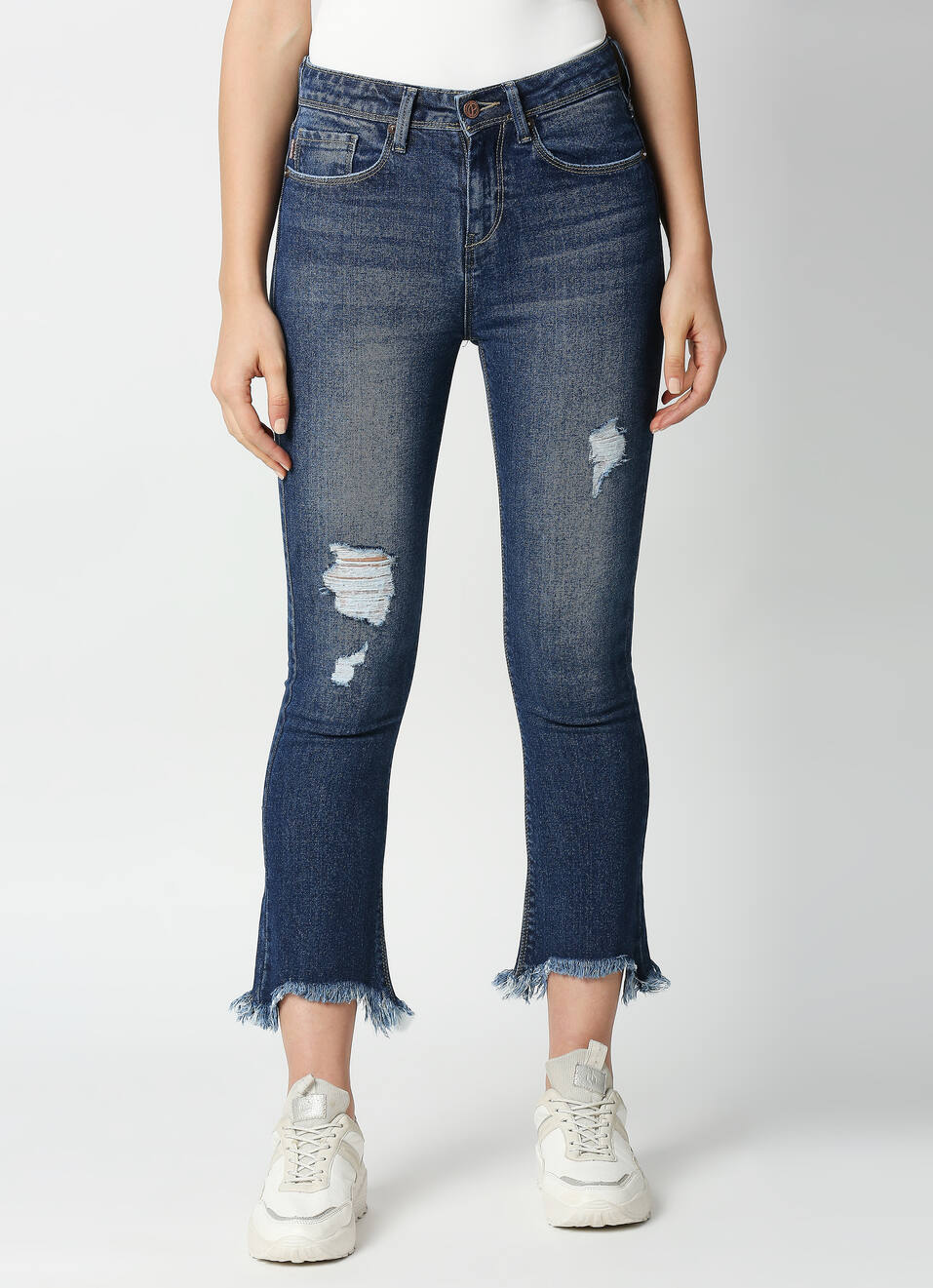 Dion Flare Cropped Slim Fit Highwaist Flare Leg Jeans, , large image number 1