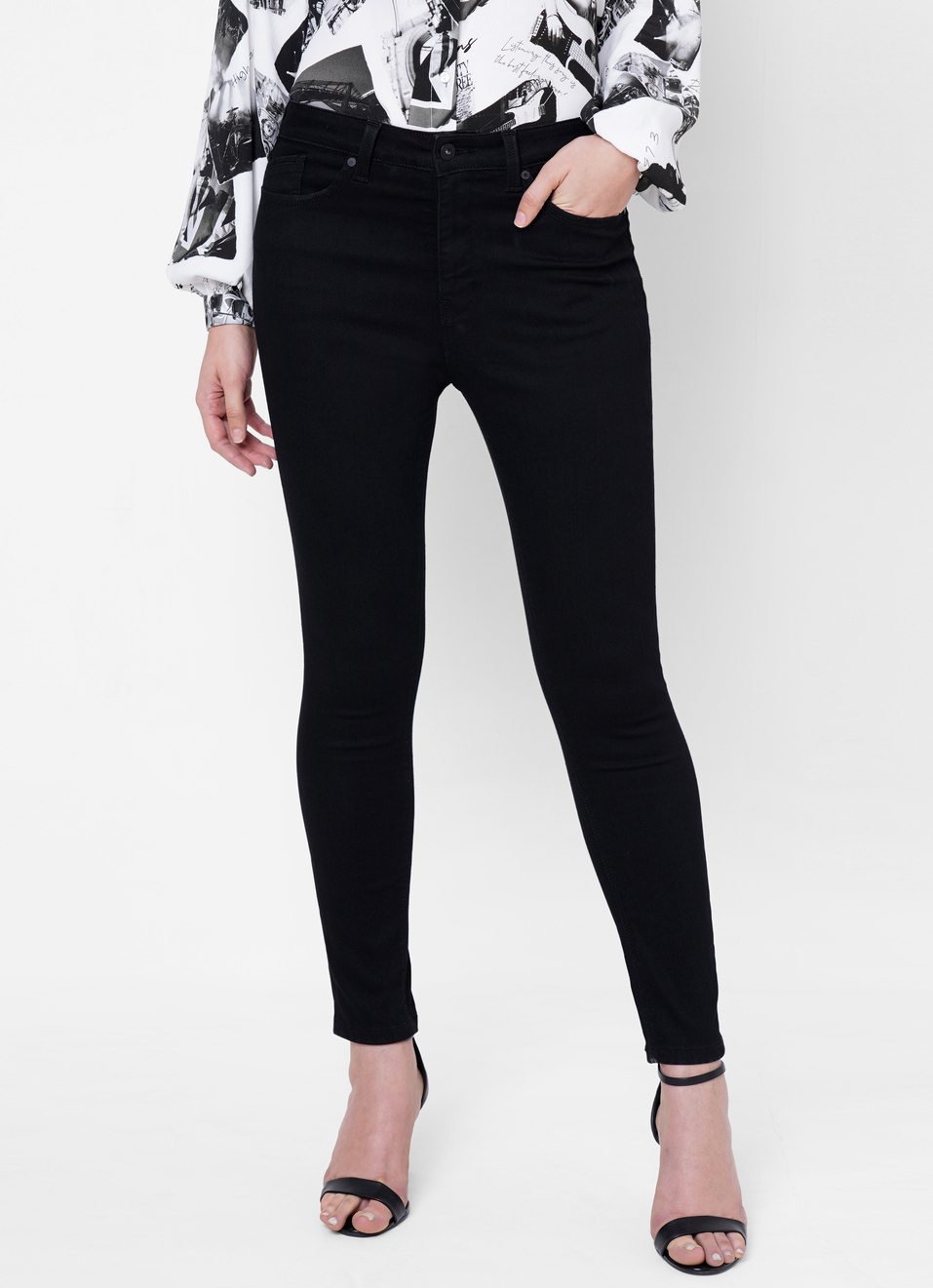 Wideleg Cropped Loose Fit High Waist Anklelength Jeans, , large image number 1