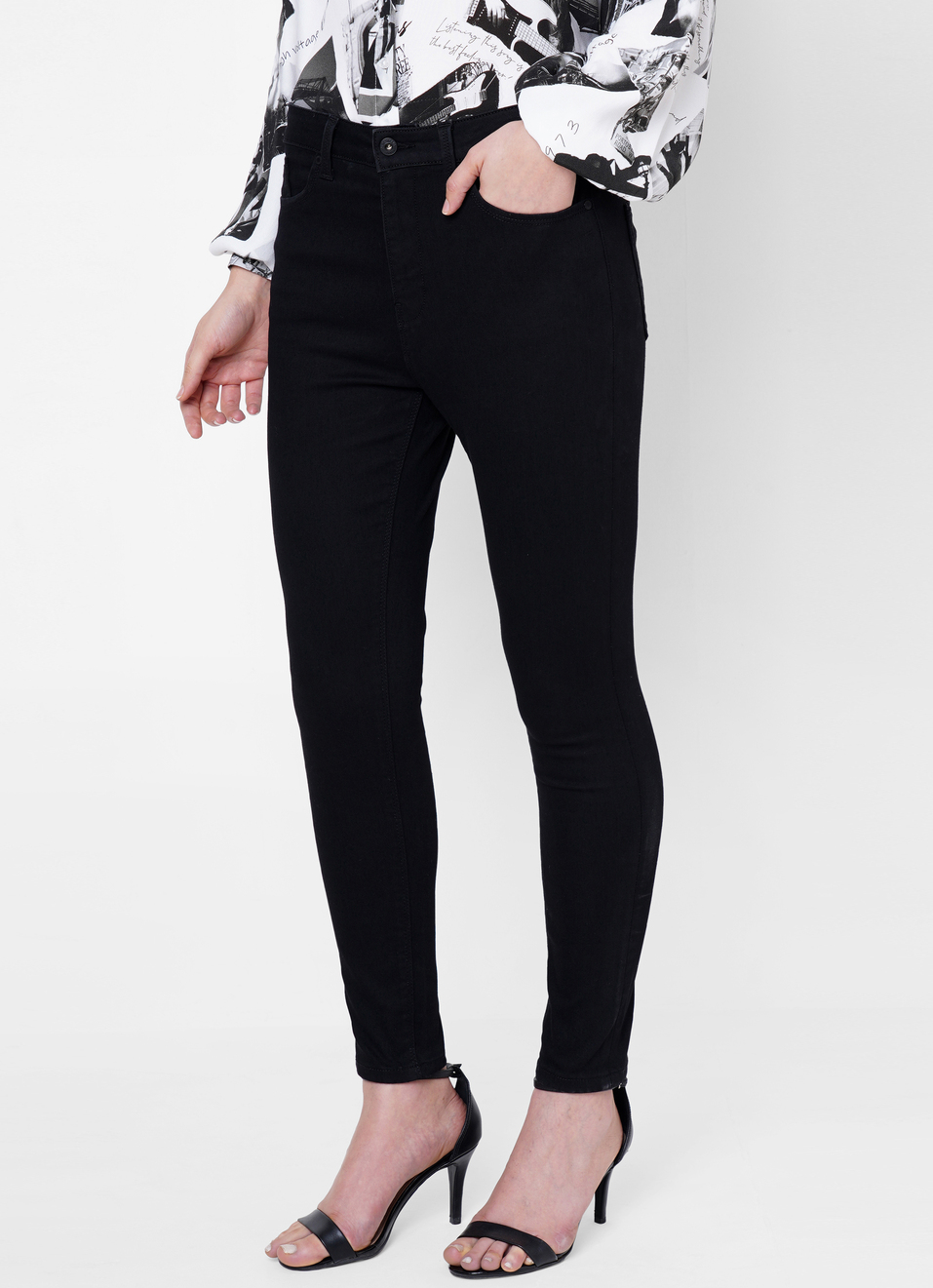 Wideleg Cropped Loose Fit High Waist Anklelength Jeans, , large image number 3