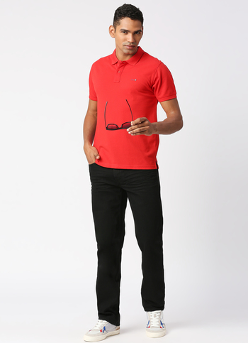 Men Black Straight Fit Stretchable Jeans