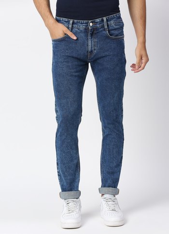 VAPOUR Mid Rise Jeans, Med Blue Denim