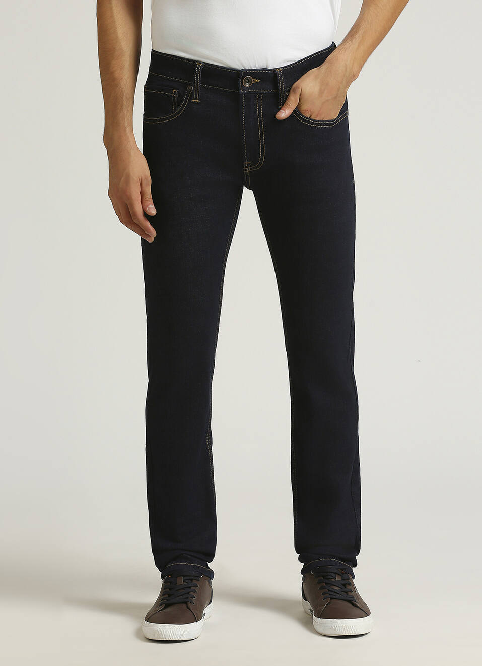 Vapour Dark Blue Mid Rise Slim Fit Jeans, , large image number 2
