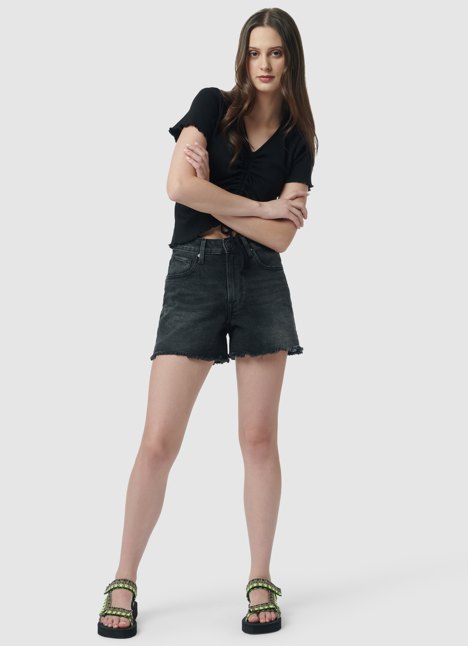 Rachel Regular Fit High Waist Shorts, , large image number 5