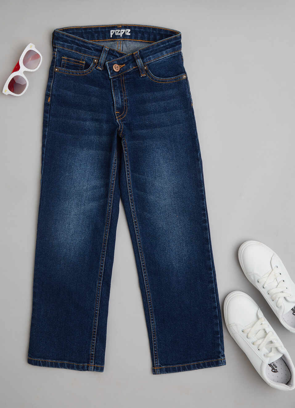 STRAIGHT FIT DISTRESSED DENIM, , large image number 0