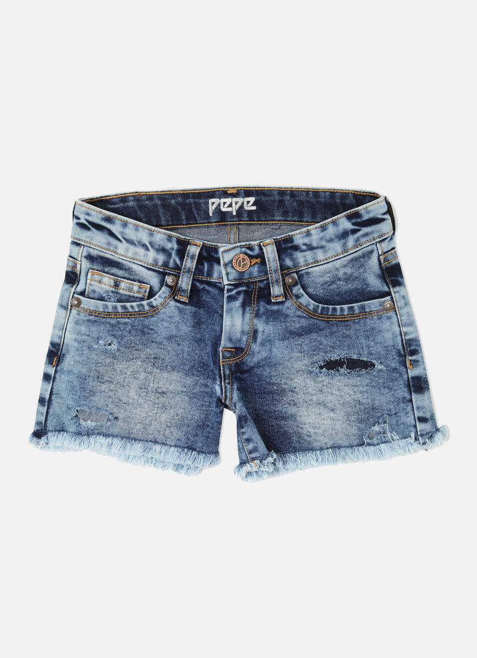 MID WASH DISTRESSED DENIM&nbsp;SHORT, , large image number 1