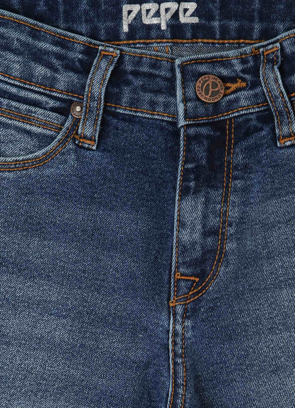 FLARED HEM HIGH RISE MID WASH DENIM, , large image number 3