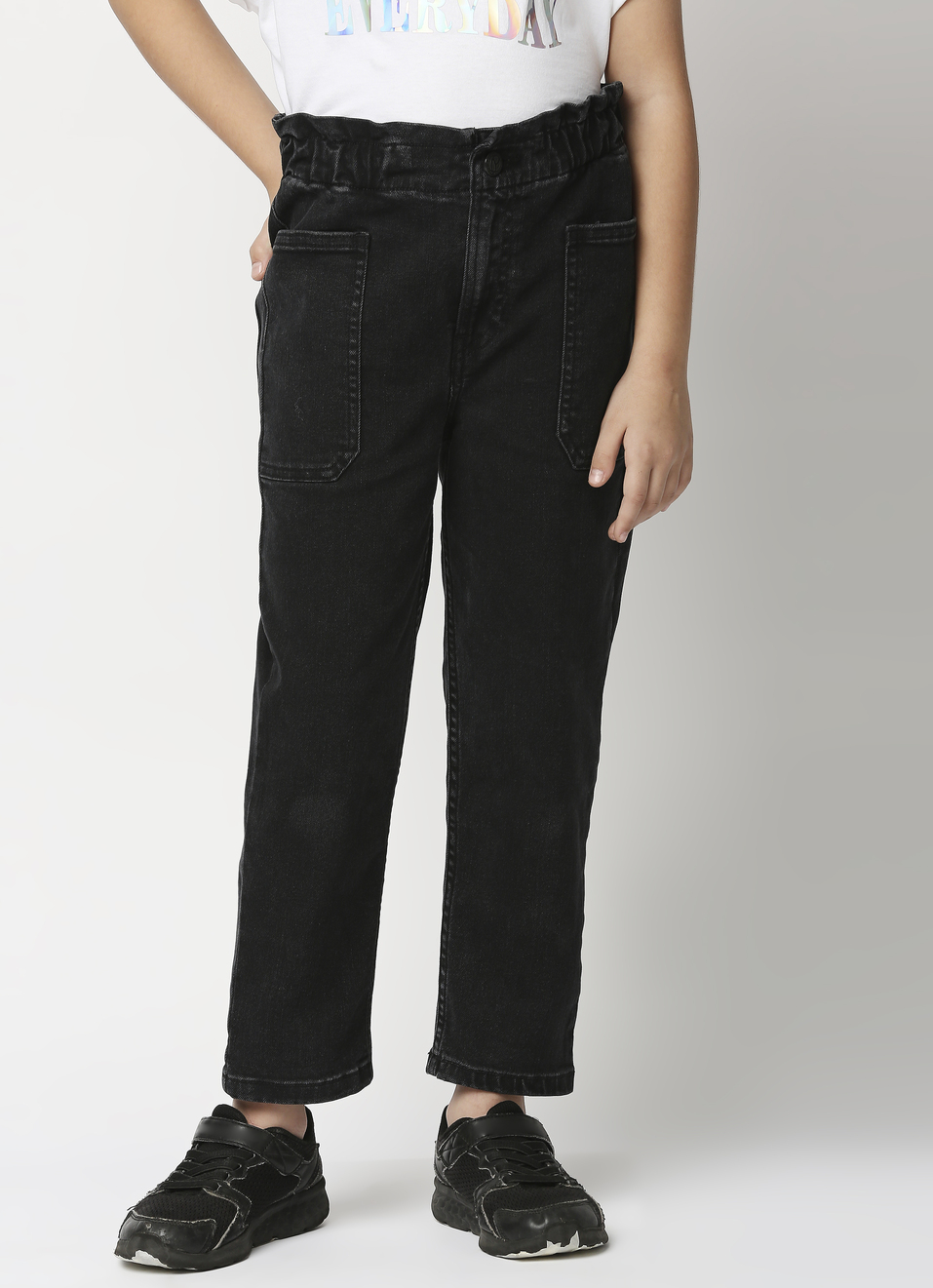 Mom Fit High Rise Paperbag Denim, , large image number 1