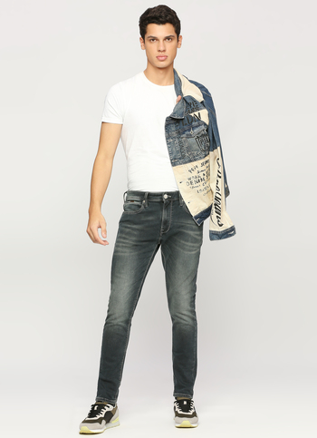 Mes Grey Mid Rise Tapered Fit Stretchable Jeans