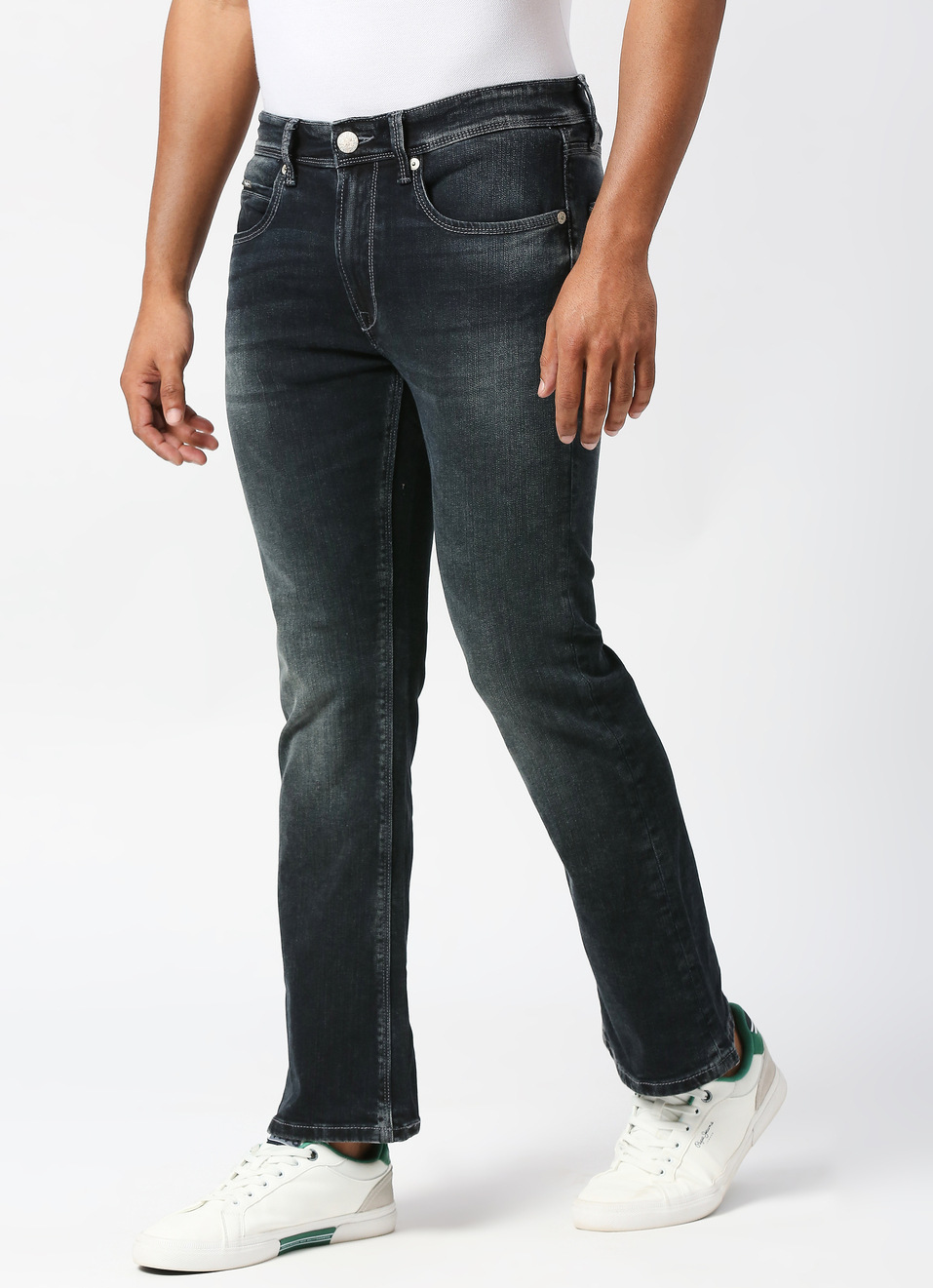 Bootcut Slim Fit Mid Waist Boot Leg Jeans, , large image number 3