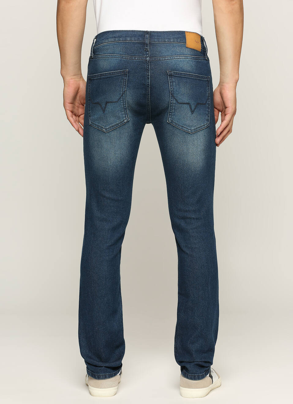 Men Dark Blue Mid Rise Slim Fit Stretchable Jeans, , large image number 2