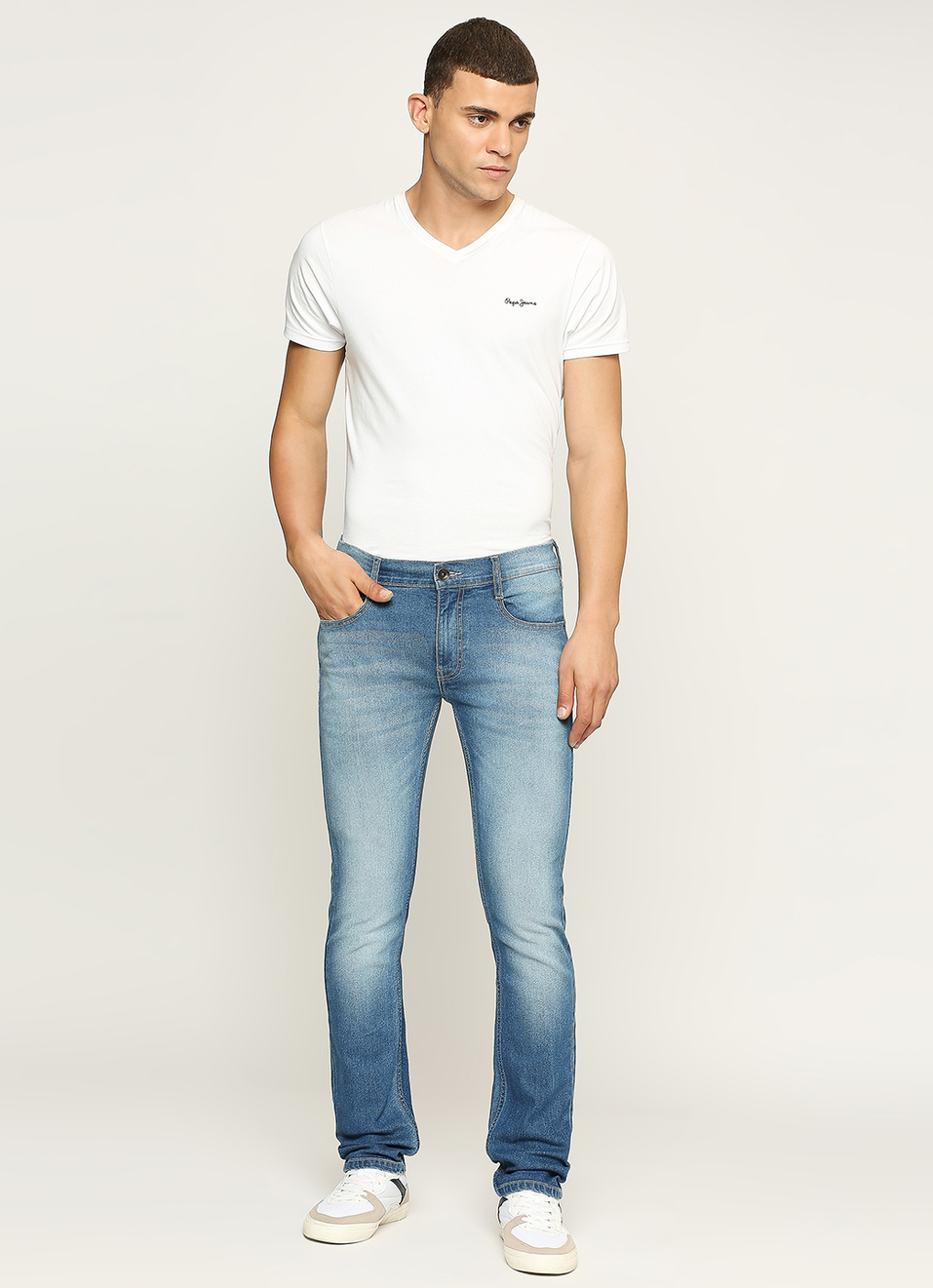 Vapour Light Blue Mid Rise Slim Fit Jeans, , large image number 1