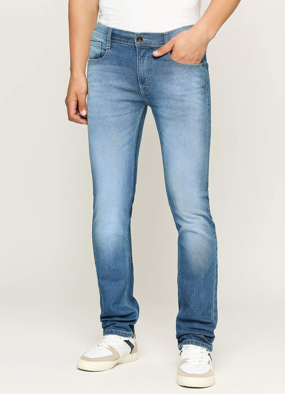 Vapour Light Blue Mid Rise Slim Fit Jeans, , large image number 5
