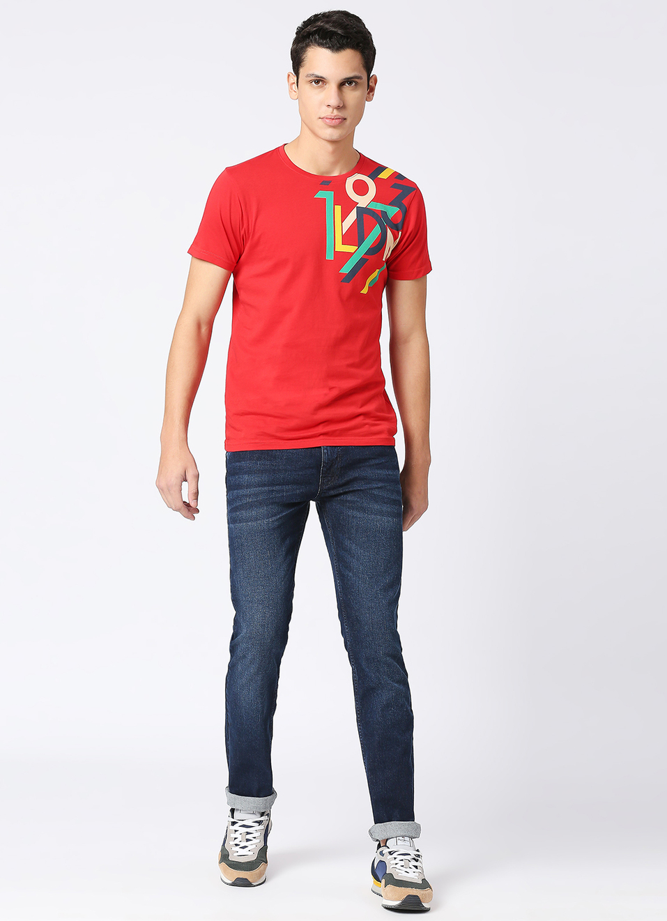 Vapour Dark Blue Mid Rise Slim Fit Jeans, , large image number 1