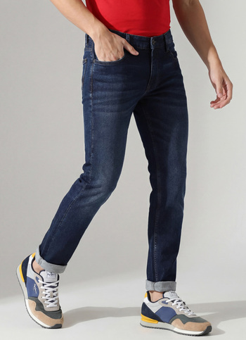Vapour Dark Blue Mid Rise Slim Fit Jeans