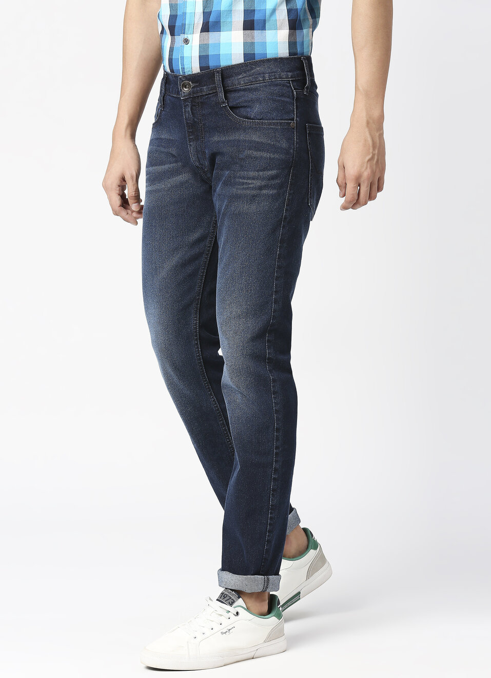 Men Dark Blue Slim Fit Stretchable Jeans, , large image number 3